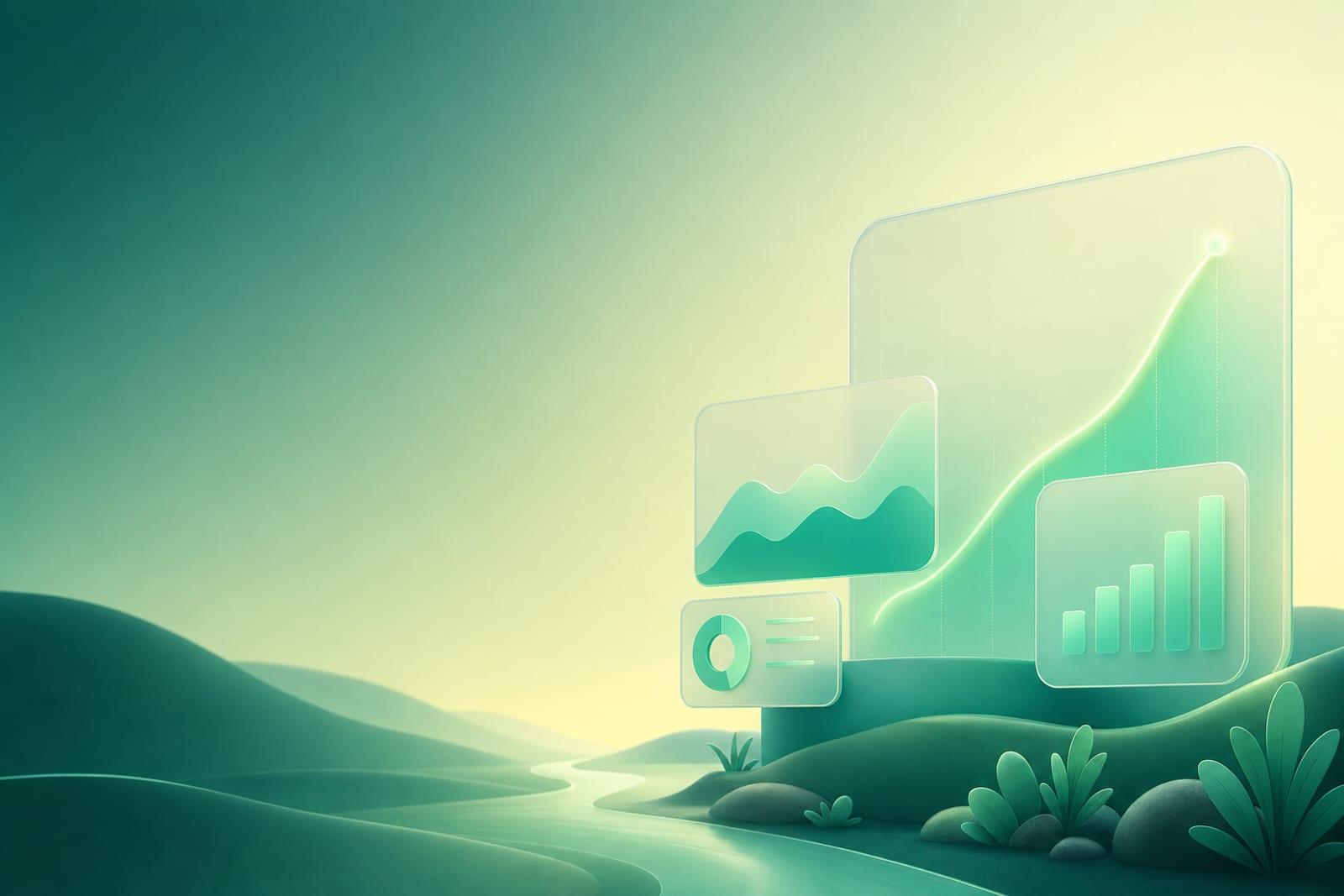 Abstrakte Illustration: Dashboard-Tafeln mit steigender Kurve